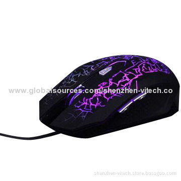 Gaming/6D Drivers Optical Mouse with Red LED Light and 800-1,200dpi Resolution